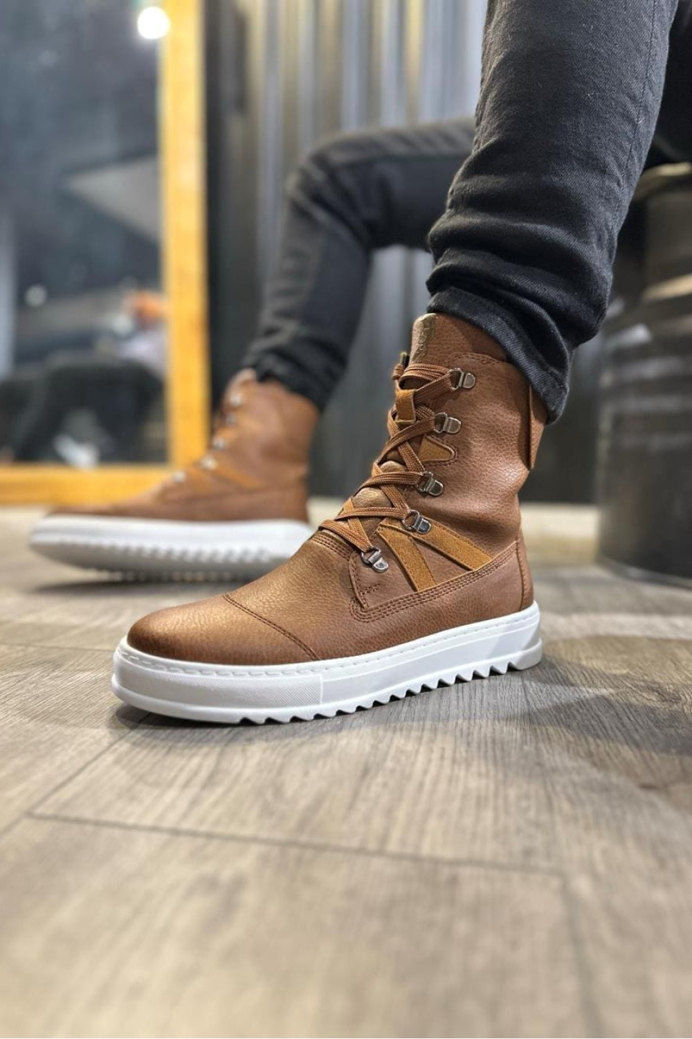 KN-B12 Erkek Spor Günlük Bağcıklı Cilt Bot CBT - Taba – Knack Erkek Ayakkabı