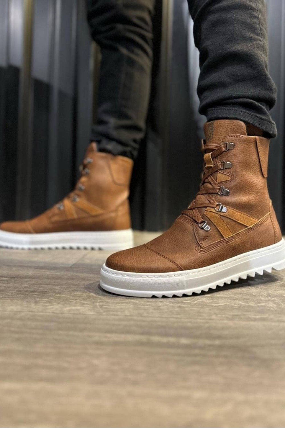 KN-B12 Erkek Spor Günlük Bağcıklı Cilt Bot CBT - Taba – Knack Erkek Ayakkabı