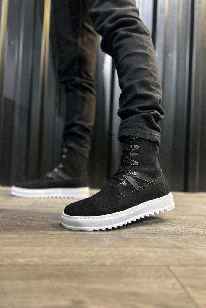 KN-B12 Erkek Spor Günlük Bağcıklı Süet Bot CBT - Siyah