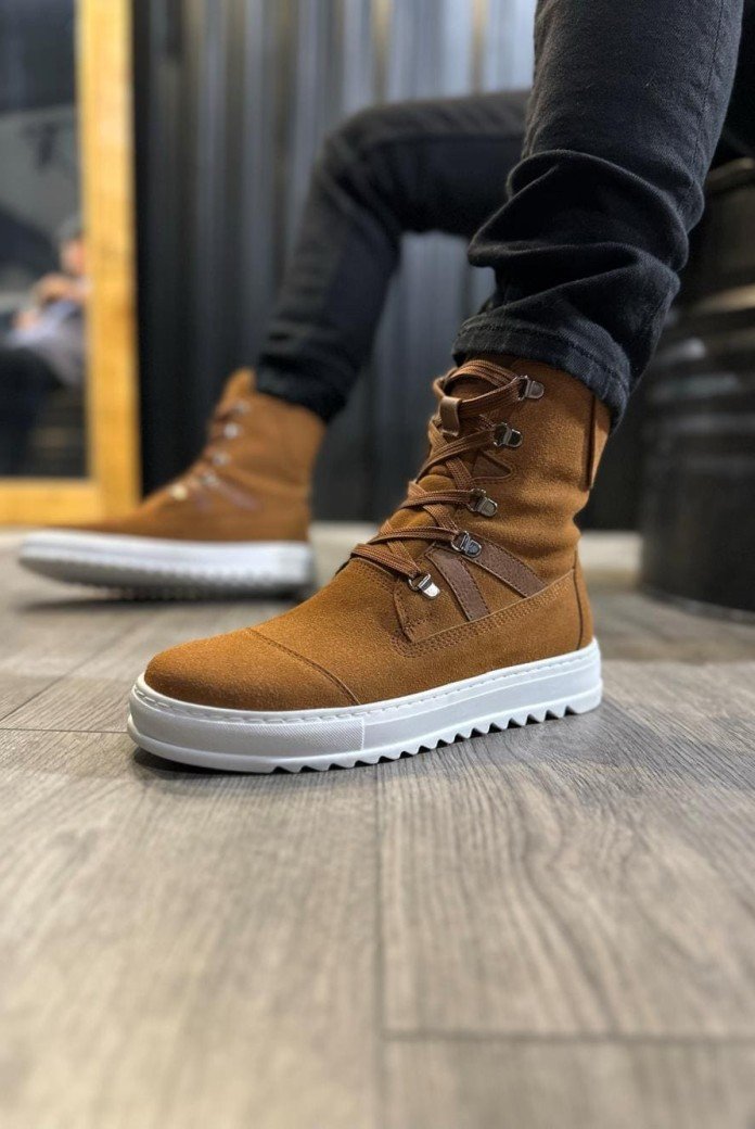 KN-B12 Erkek Spor Günlük Bağcıklı Süet Bot CBT - Taba