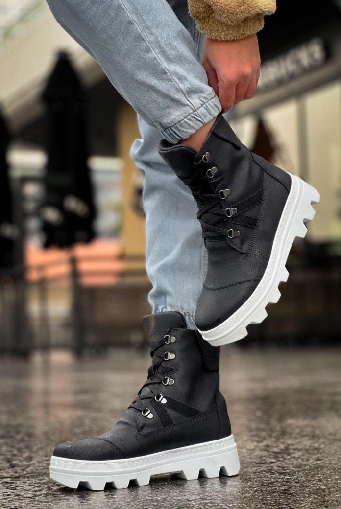 KN-B14 Erkek Spor Günlük Bağcıklı Cilt Bot CBT - Siyah KN-B14 Erkek Spor Günlük Bağcıklı Cilt Bot CBT - Siyah