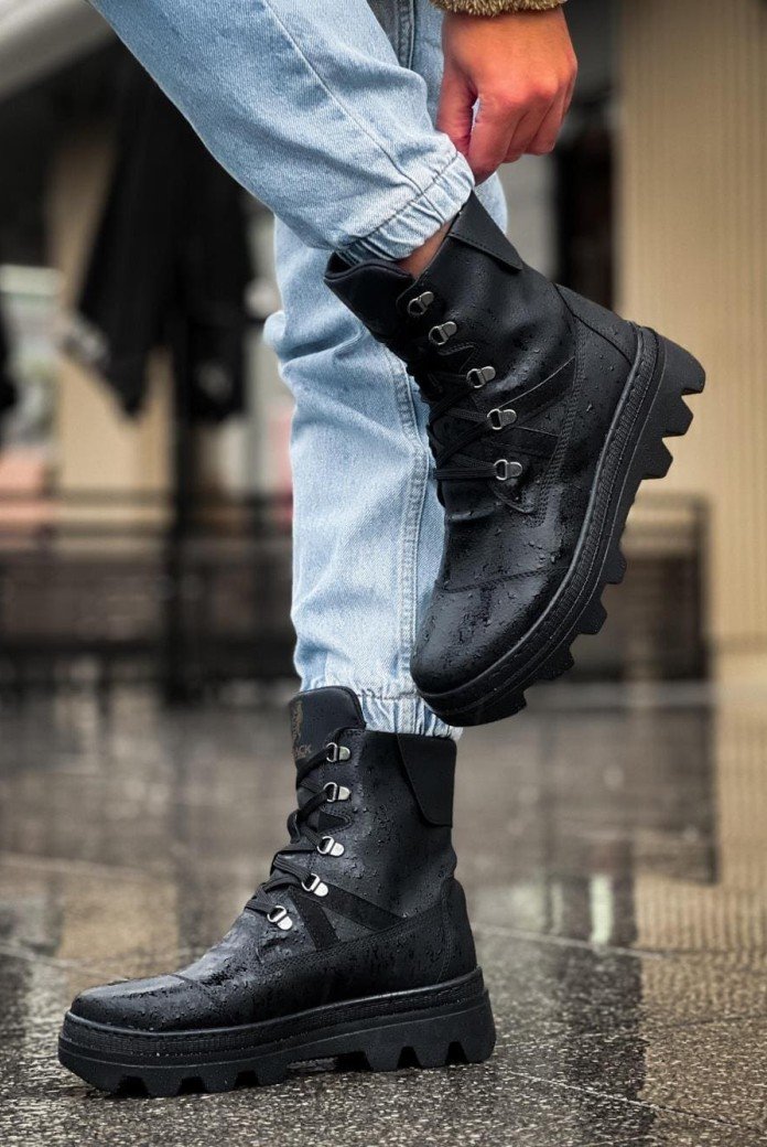 KN-B14 Erkek Spor Günlük Bağcıklı Cilt Bot CST - Siyah KN-B14 Erkek Spor Günlük Bağcıklı Cilt Bot CST - Siyah