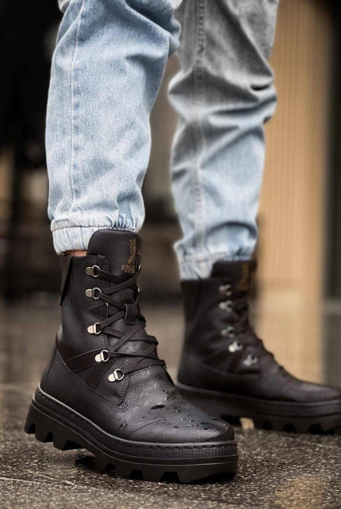 KN-B14 Erkek Spor Günlük Bağcıklı Cilt Bot CST - Siyah KN-B14 Erkek Spor Günlük Bağcıklı Cilt Bot CST - Siyah