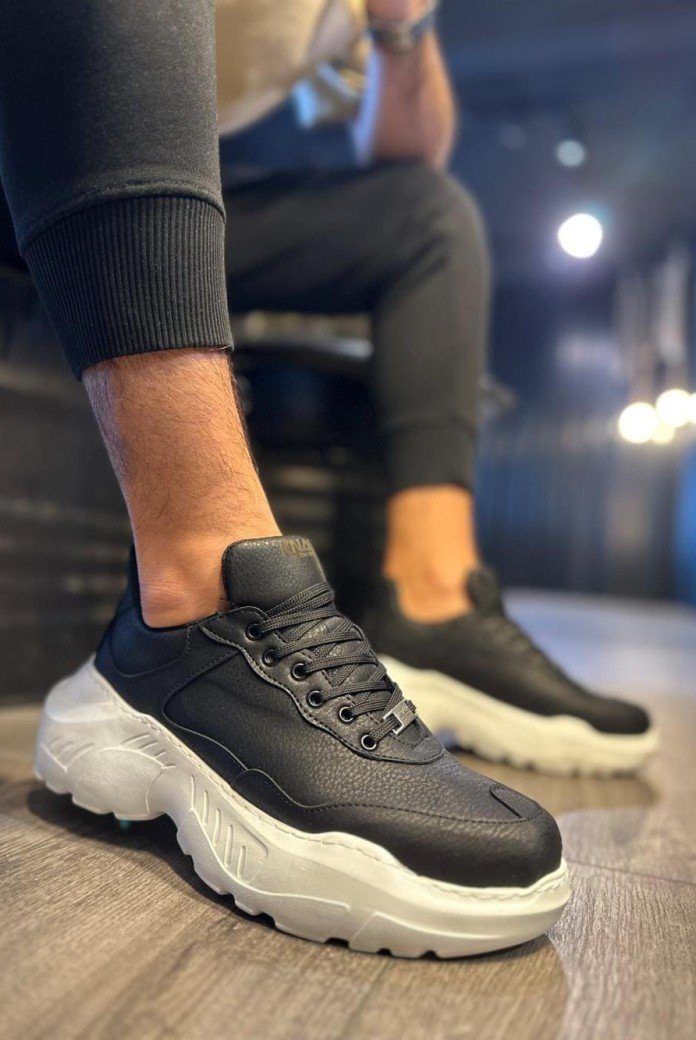 KN-N75 Erkek Günlük Bağcıklı Cilt Spor Sneaker Ayakkabı CBT - Siyah KN-N75 Erkek Günlük Bağcıklı Cilt Spor Sneaker Ayakkabı CBT - Siyah
