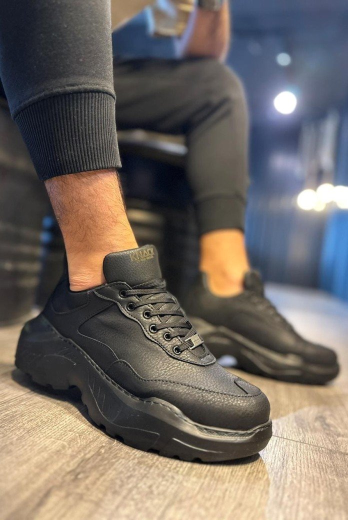 KN-N75 Erkek Günlük Bağcıklı Cilt Spor Sneaker Ayakkabı CST - Siyah KN-N75 Erkek Günlük Bağcıklı Cilt Spor Sneaker Ayakkabı CST - Siyah