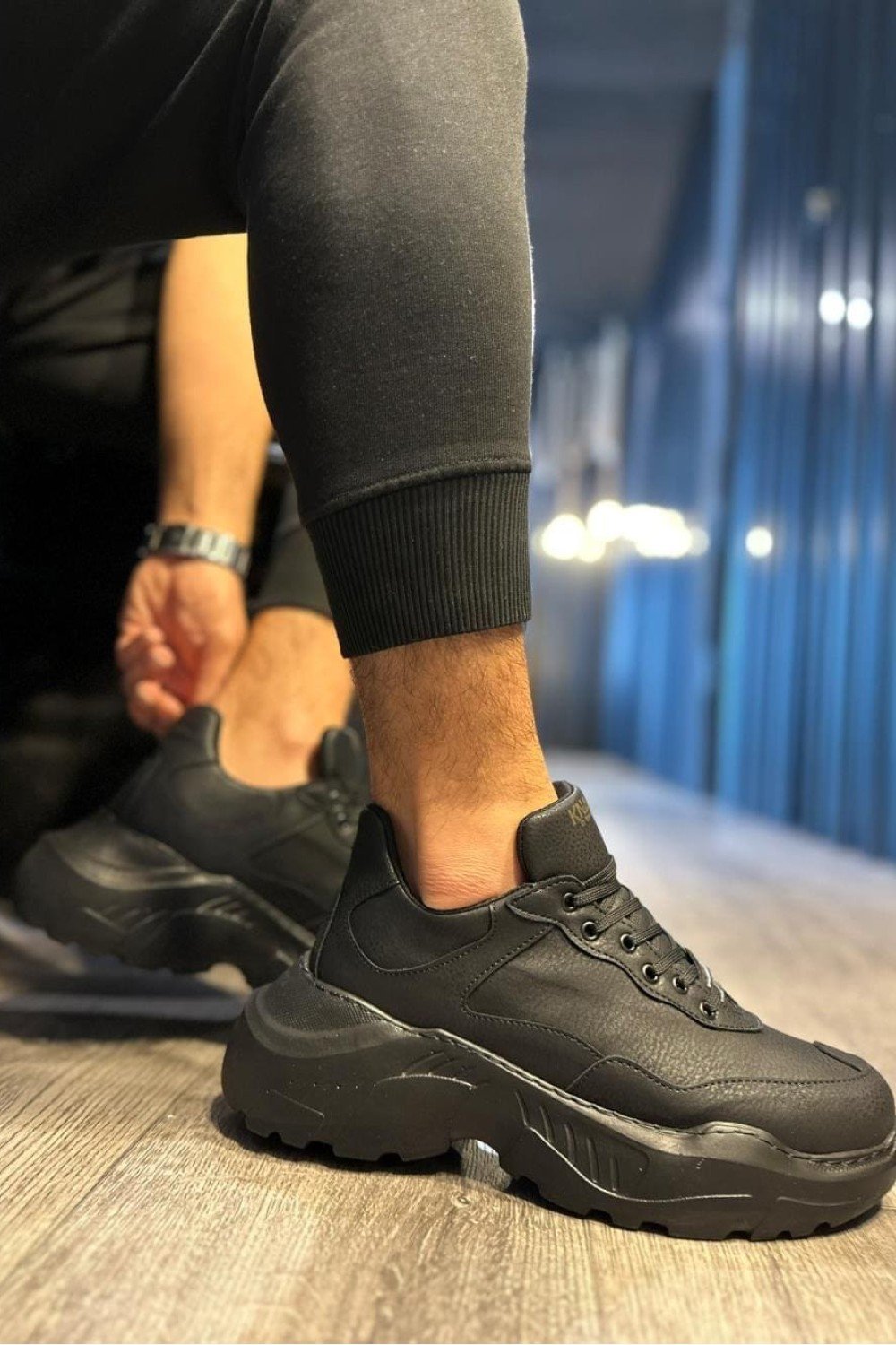 KN-N75 Erkek Günlük Bağcıklı Cilt Spor Sneaker Ayakkabı CST - Siyah Erkek Ayakkabı KN-N75 Erkek Günlük Bağcıklı Cilt Spor Sneaker Ayakkabı CST - Siyah – Knack Erkek Ayakkabı