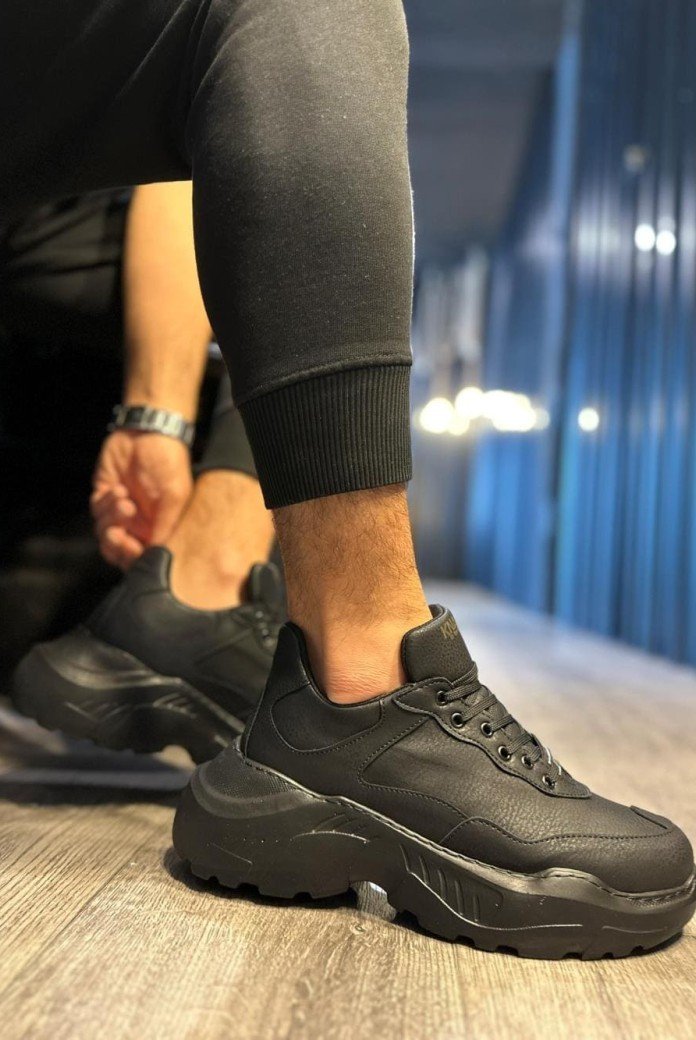 KN-N75 Erkek Günlük Bağcıklı Cilt Spor Sneaker Ayakkabı CST - Siyah KN-N75 Erkek Günlük Bağcıklı Cilt Spor Sneaker Ayakkabı CST - Siyah