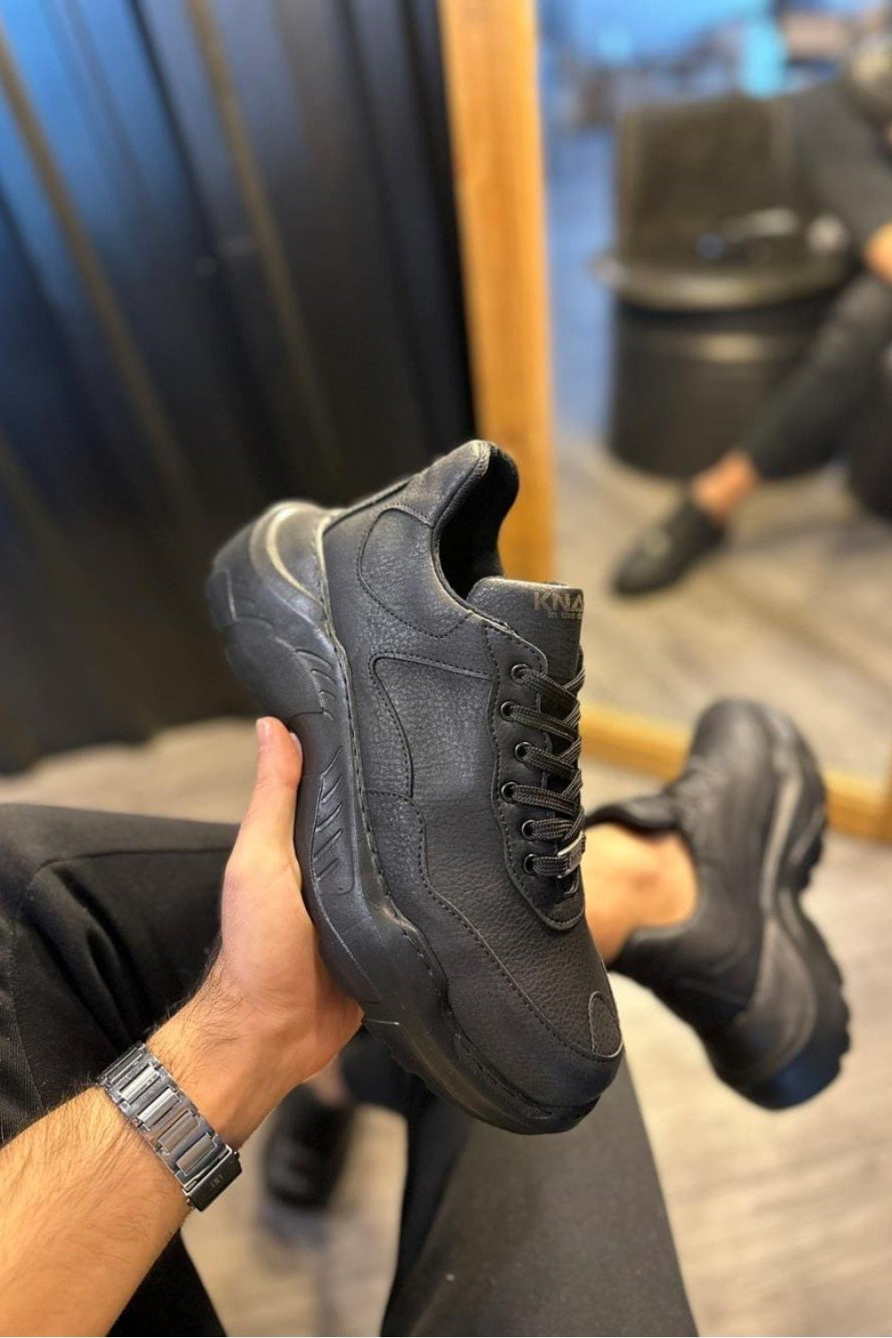 KN-N75 Erkek Günlük Bağcıklı Cilt Spor Sneaker Ayakkabı CST - Siyah Erkek Ayakkabı KN-N75 Erkek Günlük Bağcıklı Cilt Spor Sneaker Ayakkabı CST - Siyah – Knack Erkek Ayakkabı