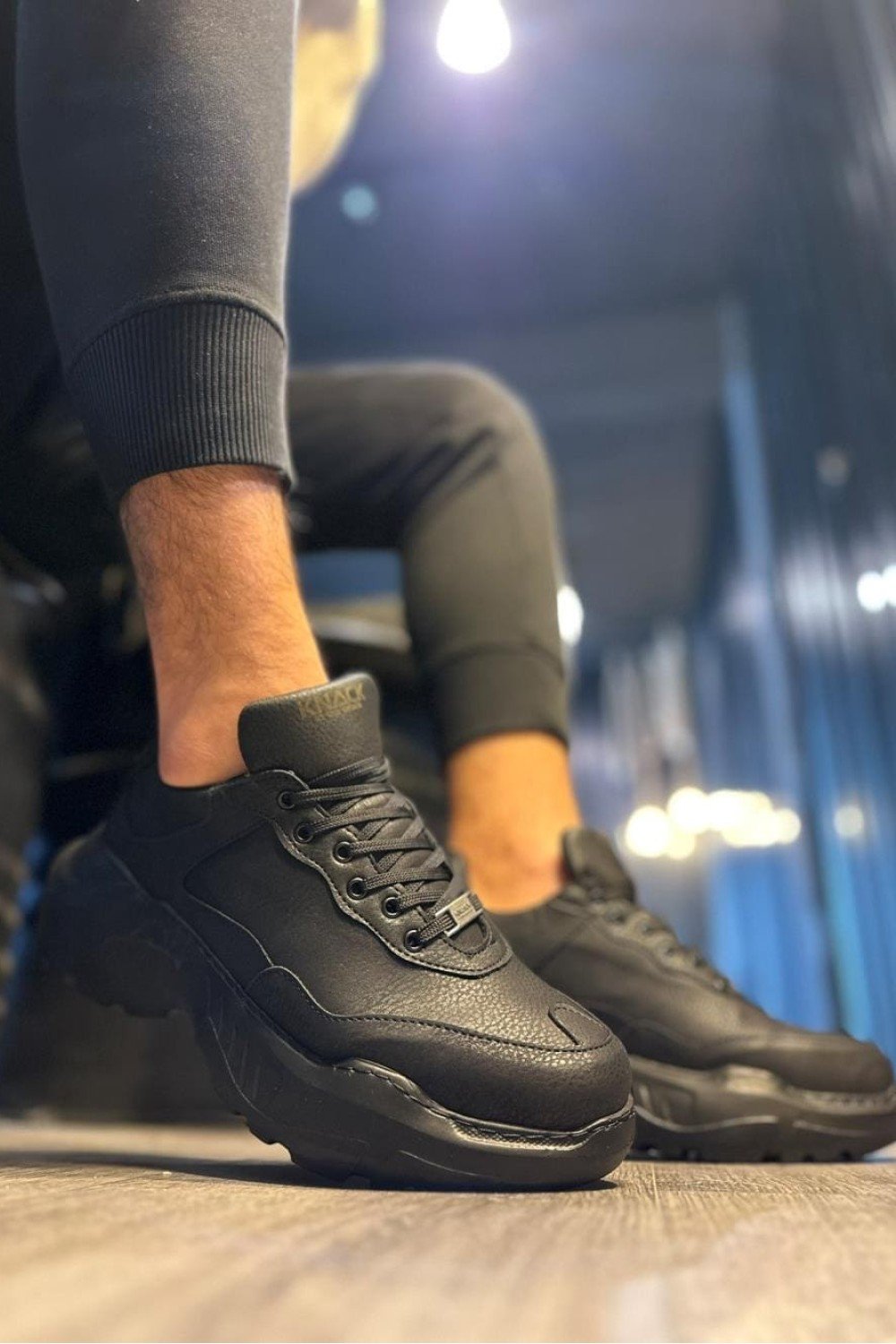 KN-N75 Erkek Günlük Bağcıklı Cilt Spor Sneaker Ayakkabı CST - Siyah Erkek Ayakkabı KN-N75 Erkek Günlük Bağcıklı Cilt Spor Sneaker Ayakkabı CST - Siyah – Knack Erkek Ayakkabı