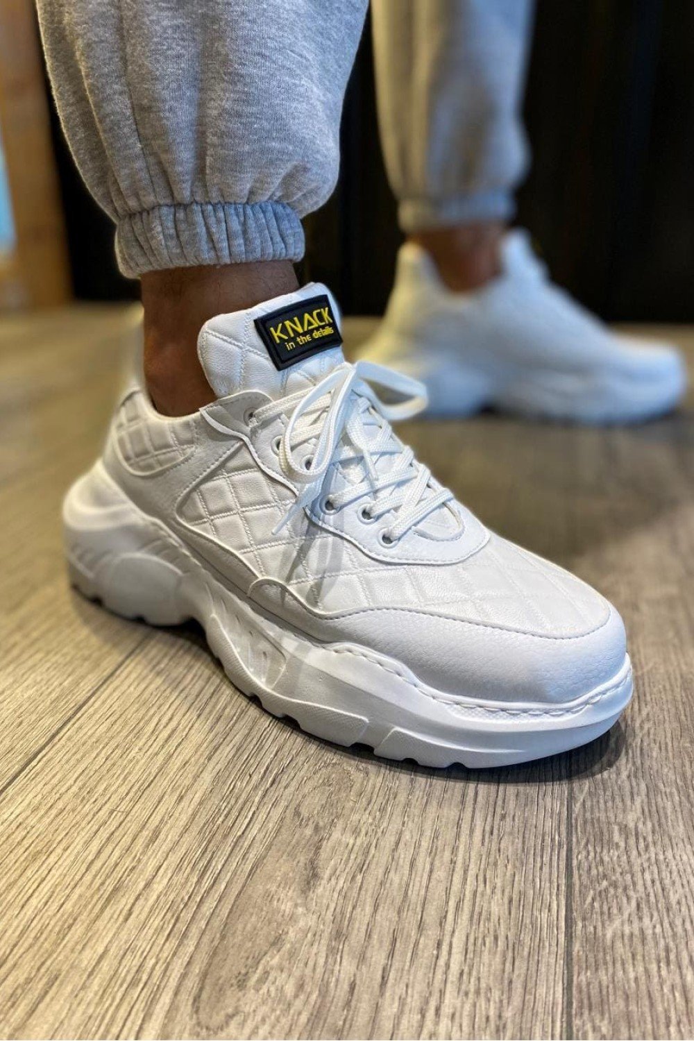 KN-N75 Erkek Günlük Bağcıklı Kapitone Desenli Cilt Spor Sneaker Ayakkabı CBT - Beyaz Erkek Ayakkabı KN-N75 Erkek Günlük Bağcıklı Kapitone Desenli Cilt Spor Sneaker Ayakkabı CBT - Beyaz – Knack Erkek Ayakkabı