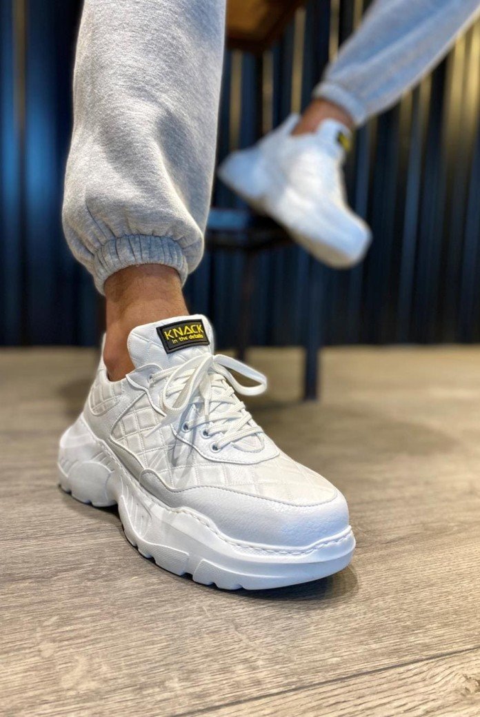 KN-N75 Erkek Günlük Bağcıklı Kapitone Desenli Cilt Spor Sneaker Ayakkabı CBT - Beyaz KN-N75 Erkek Günlük Bağcıklı Kapitone Desenli Cilt Spor Sneaker Ayakkabı CBT - Beyaz