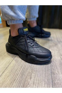 KN-N75 Erkek Günlük Bağcıklı Kapitone Desenli Cilt Spor Sneaker Ayakkabı CST - Siyah KN-N75 Erkek Günlük Bağcıklı Kapitone Desenli Cilt Spor Sneaker Ayakkabı CST - Siyah