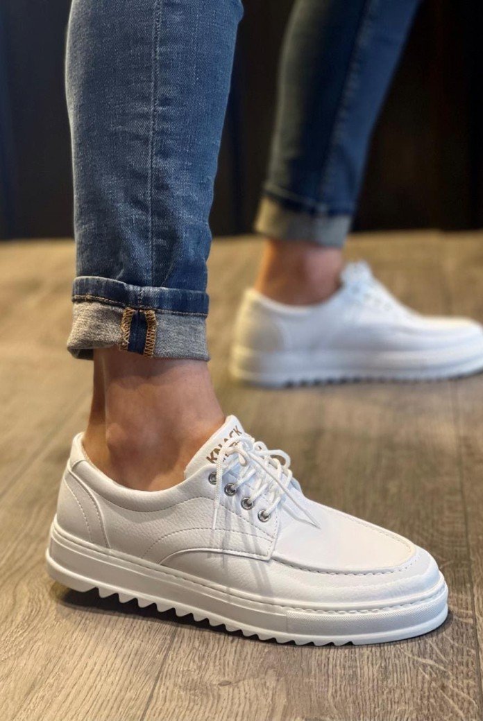 KN-T12 Erkek Günlük Bağcıklı Cilt Klasik Ayakkabı CBT - Beyaz KN-T12 Erkek Günlük Bağcıklı Cilt Klasik Ayakkabı CBT - Beyaz