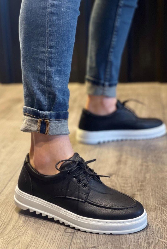 KN-T12 Erkek Günlük Bağcıklı Cilt Klasik Ayakkabı CBT - Siyah KN-T12 Erkek Günlük Bağcıklı Cilt Klasik Ayakkabı CBT - Siyah