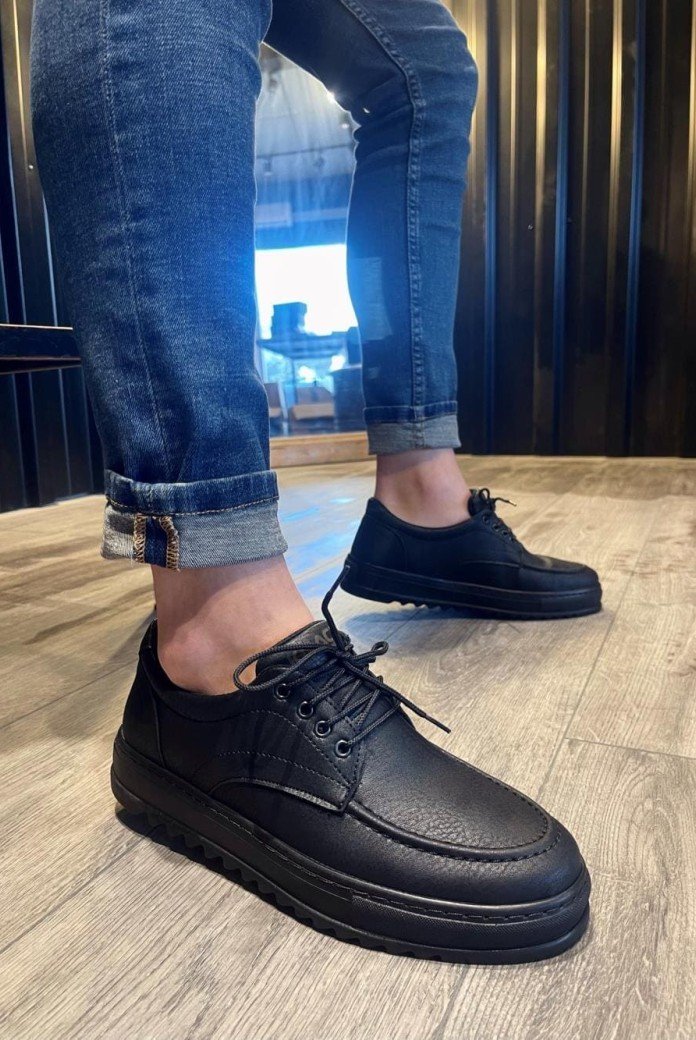 KN-T12 Erkek Günlük Bağcıklı Cilt Klasik Ayakkabı CST - Siyah KN-T12 Erkek Günlük Bağcıklı Cilt Klasik Ayakkabı CST - Siyah