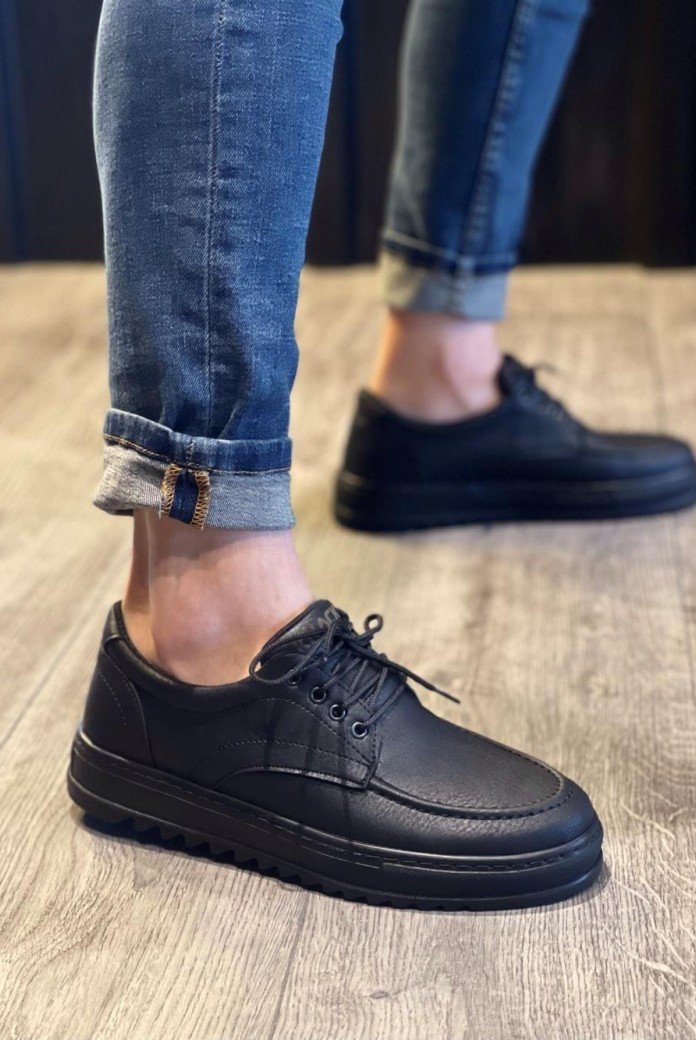 KN-T12 Erkek Günlük Bağcıklı Cilt Klasik Ayakkabı CST - Siyah KN-T12 Erkek Günlük Bağcıklı Cilt Klasik Ayakkabı CST - Siyah