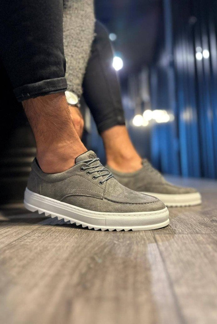 KN-T12 Erkek Günlük Bağcıklı Süet Klasik Ayakkabı SBT - Gri