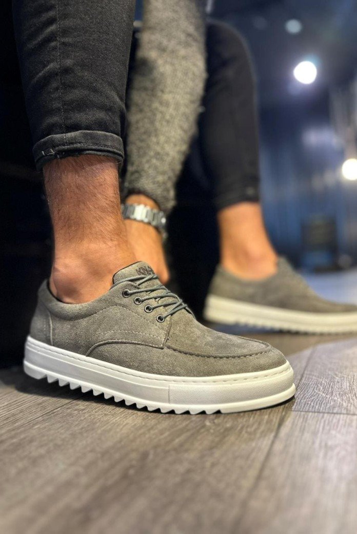 KN-T12 Erkek Günlük Bağcıklı Süet Klasik Ayakkabı SBT - Gri