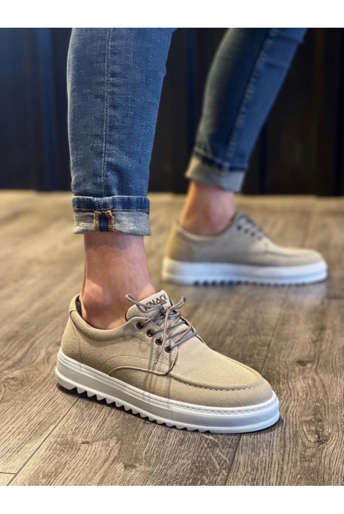 KN-T12 Erkek Günlük Bağcıklı Süet Klasik Ayakkabı SBT - Vizon