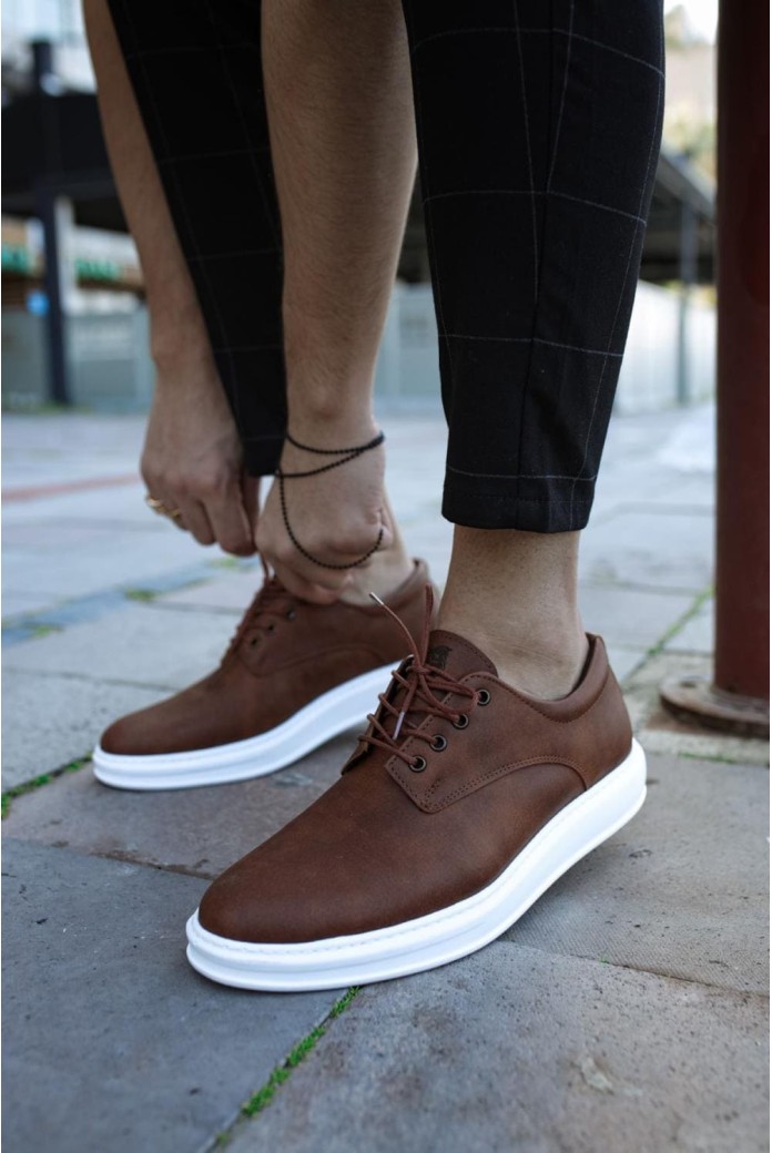 KN001 Erkek Günlük Bağcıklı Cilt Klasik Ayakkabı CBT - Taba