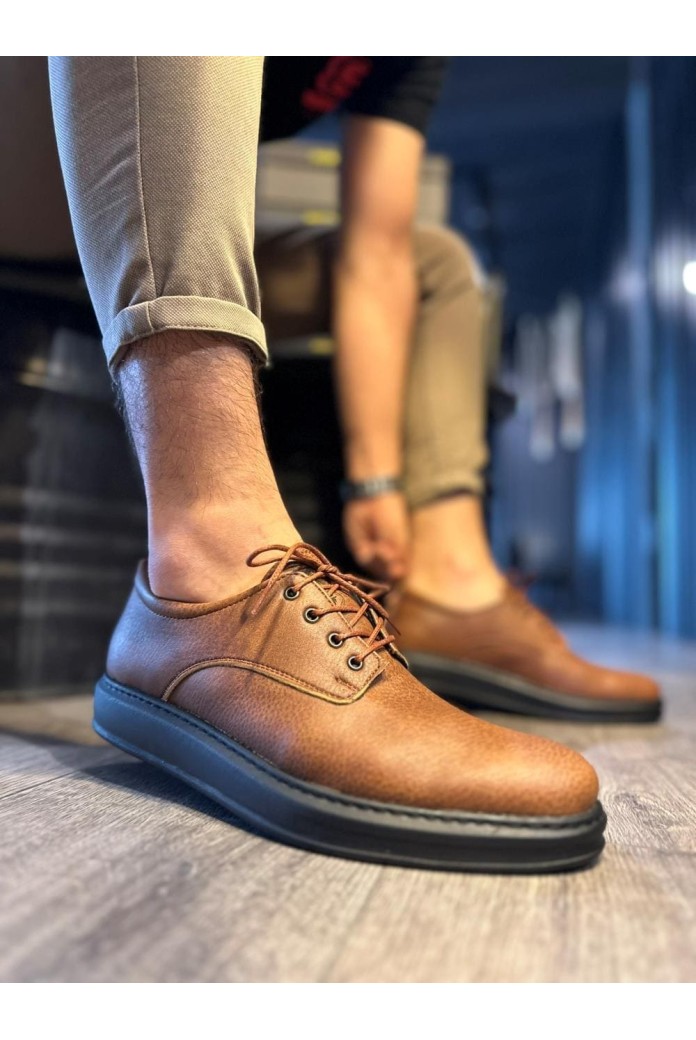 KN001 Erkek Günlük Bağcıklı Cilt Klasik Ayakkabı CST - Taba