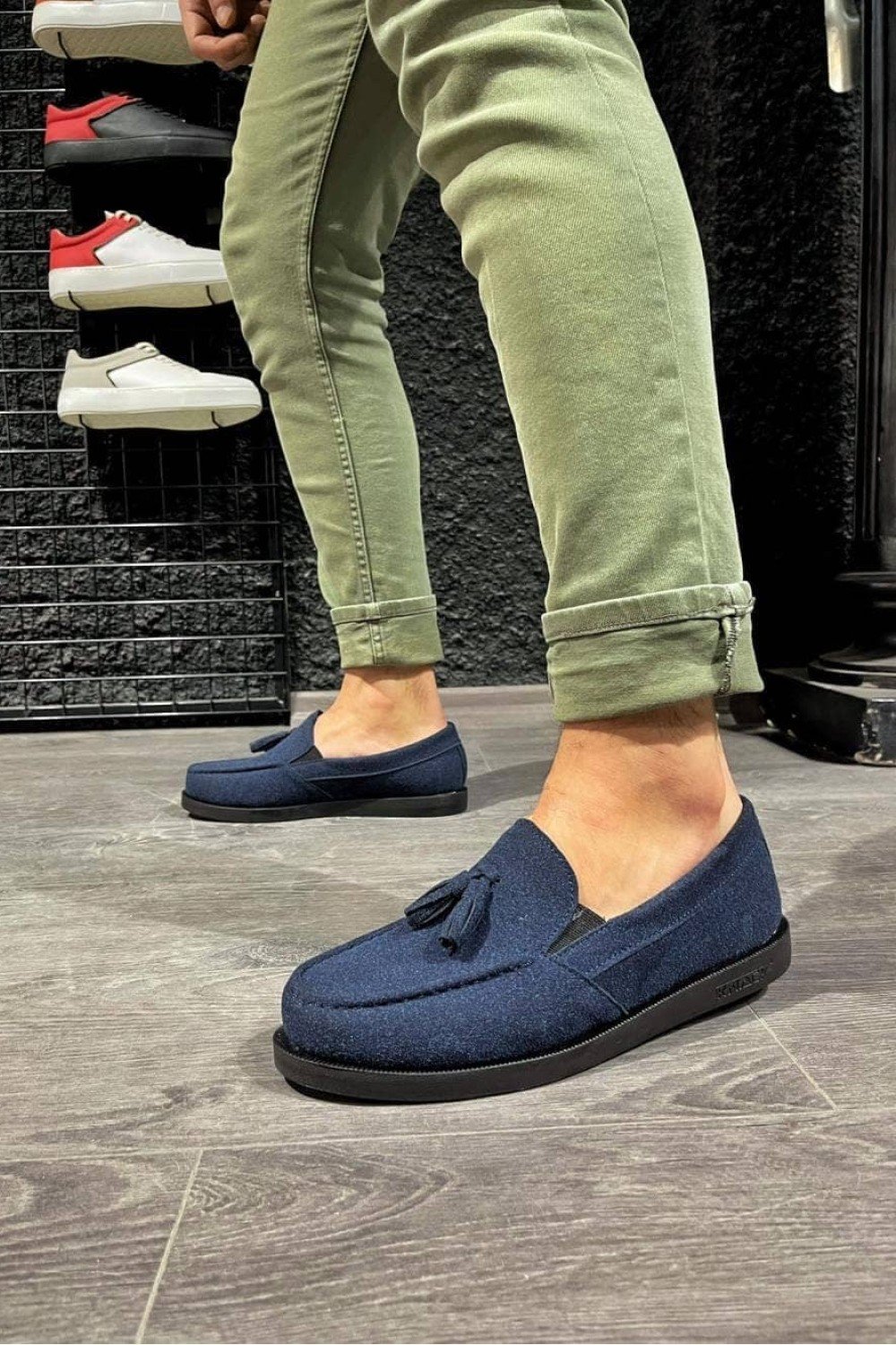 KN007 Erkek Günlük Bağcıksız Loafer Corcik Süet Klasik Ayakkabı SST - Mavi – Knack Erkek Ayakkabı