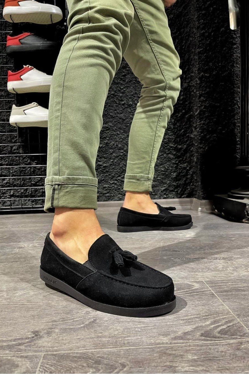 KN007 Erkek Günlük Bağcıksız Loafer Corcik Süet Klasik Ayakkabı SST - Siyah – Knack Erkek Ayakkabı