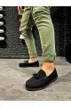 KN007 Erkek Günlük Bağcıksız Loafer Corcik Süet Klasik Ayakkabı SST - Siyah