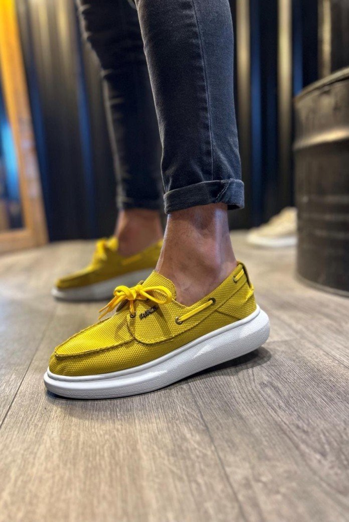 KN009 Erkek Günlük Bağcıklı Keten Klasik Ayakkabı KBT - Sarı KN009 Erkek Günlük Bağcıklı Keten Klasik Ayakkabı KBT - Sarı