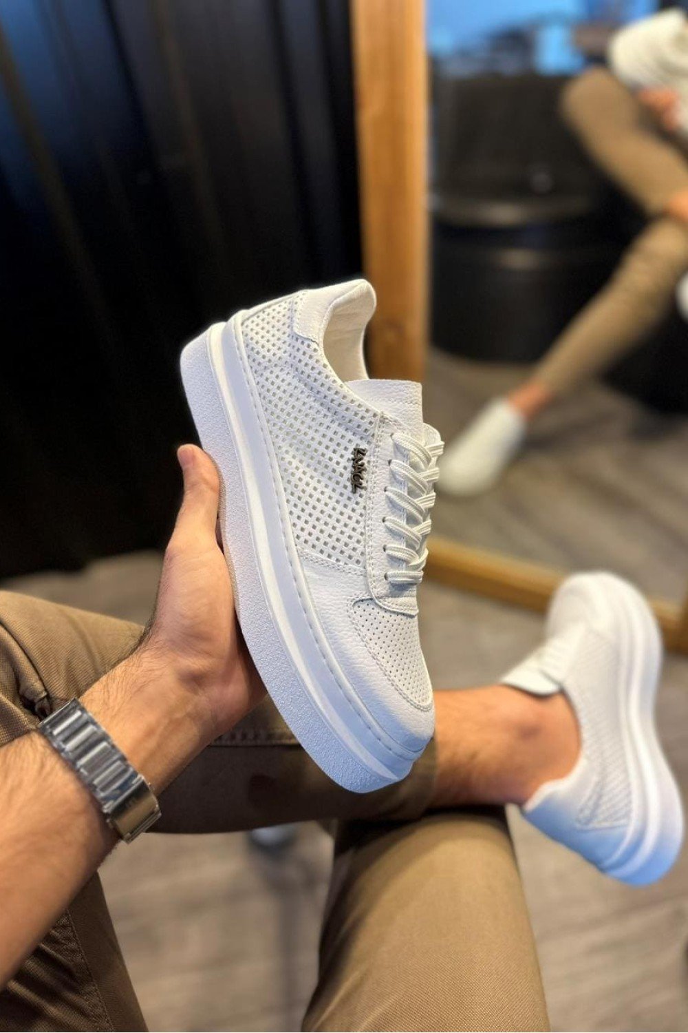 KN013 Erkek Günlük Bağcıklı Cilt Spor Sneaker Ayakkabı CBT - Beyaz Erkek Ayakkabı KN013 Erkek Günlük Bağcıklı Cilt Spor Sneaker Ayakkabı CBT - Beyaz – Knack Erkek Ayakkabı