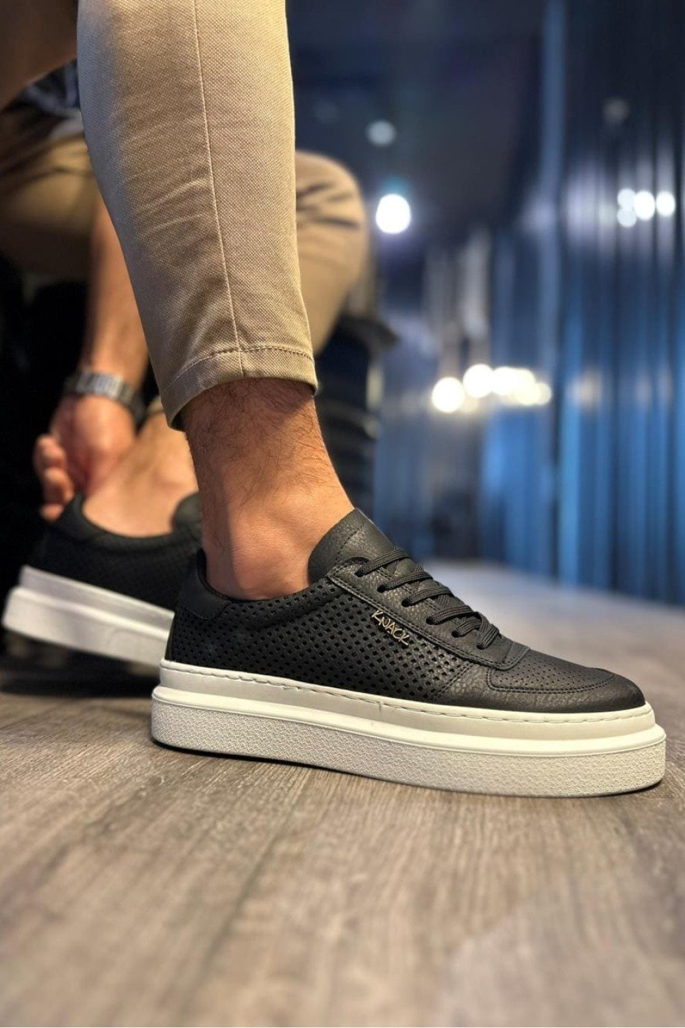 KN013 Erkek Günlük Bağcıklı Cilt Spor Sneaker Ayakkabı CBT - Siyah Erkek Ayakkabı KN013 Erkek Günlük Bağcıklı Cilt Spor Sneaker Ayakkabı CBT - Siyah – Knack Erkek Ayakkabı