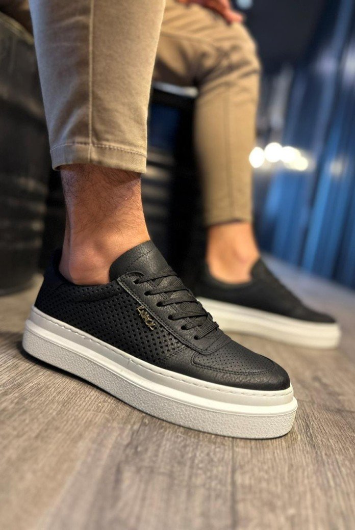 KN013 Erkek Günlük Bağcıklı Cilt Spor Sneaker Ayakkabı CBT - Siyah KN013 Erkek Günlük Bağcıklı Cilt Spor Sneaker Ayakkabı CBT - Siyah