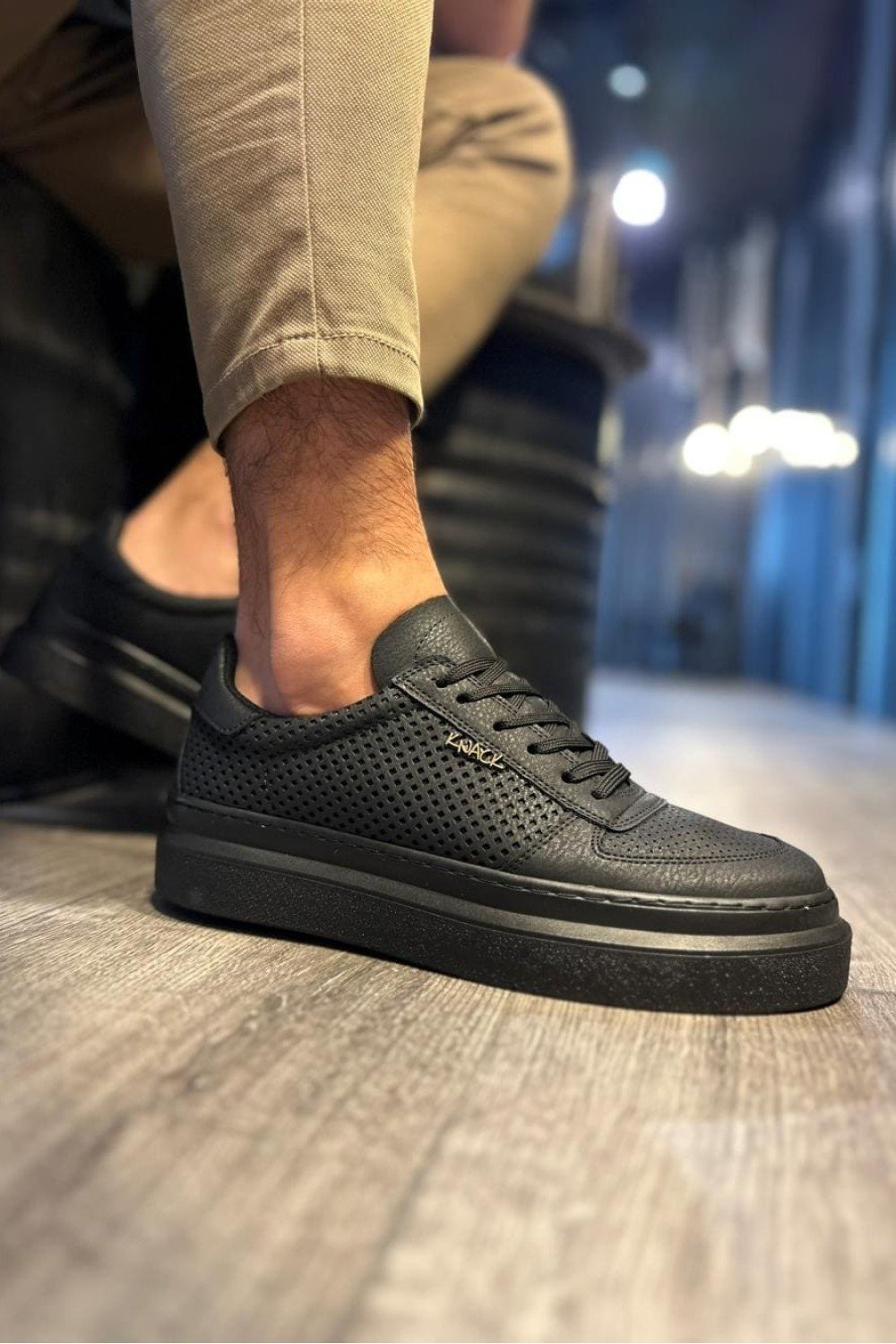 KN013 Erkek Günlük Bağcıklı Cilt Spor Sneaker Ayakkabı CST - Siyah Erkek Ayakkabı KN013 Erkek Günlük Bağcıklı Cilt Spor Sneaker Ayakkabı CST - Siyah – Knack Erkek Ayakkabı