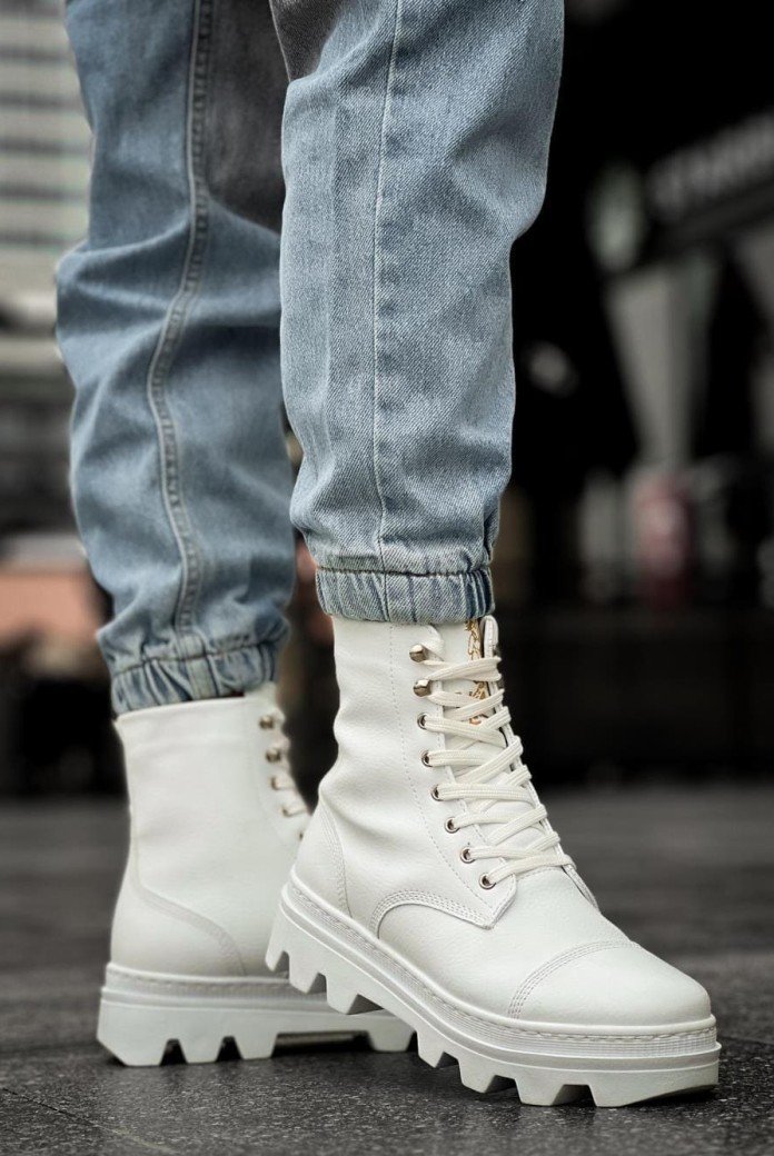 KN023 Erkek Spor Günlük Bağcıklı Cilt Bot CBT - Beyaz KN023 Erkek Spor Günlük Bağcıklı Cilt Bot CBT - Beyaz