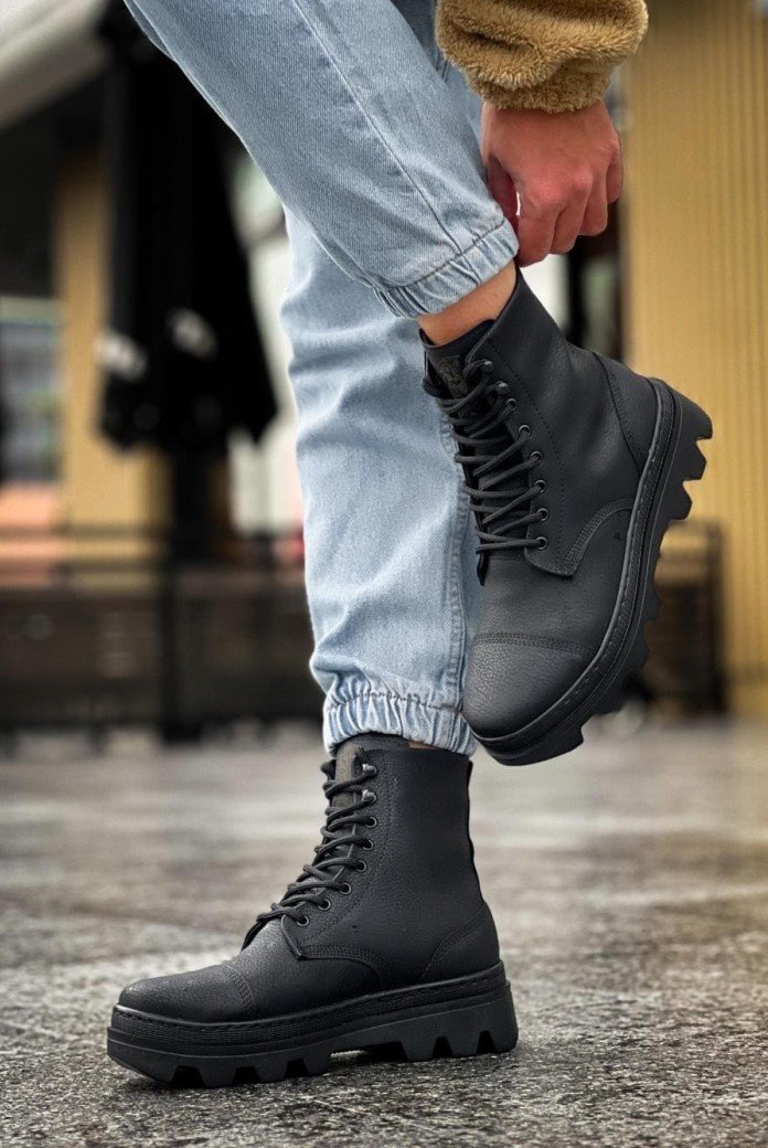 KN023 Erkek Spor Günlük Bağcıklı Cilt Bot CST - Siyah KN023 Erkek Spor Günlük Bağcıklı Cilt Bot CST - Siyah