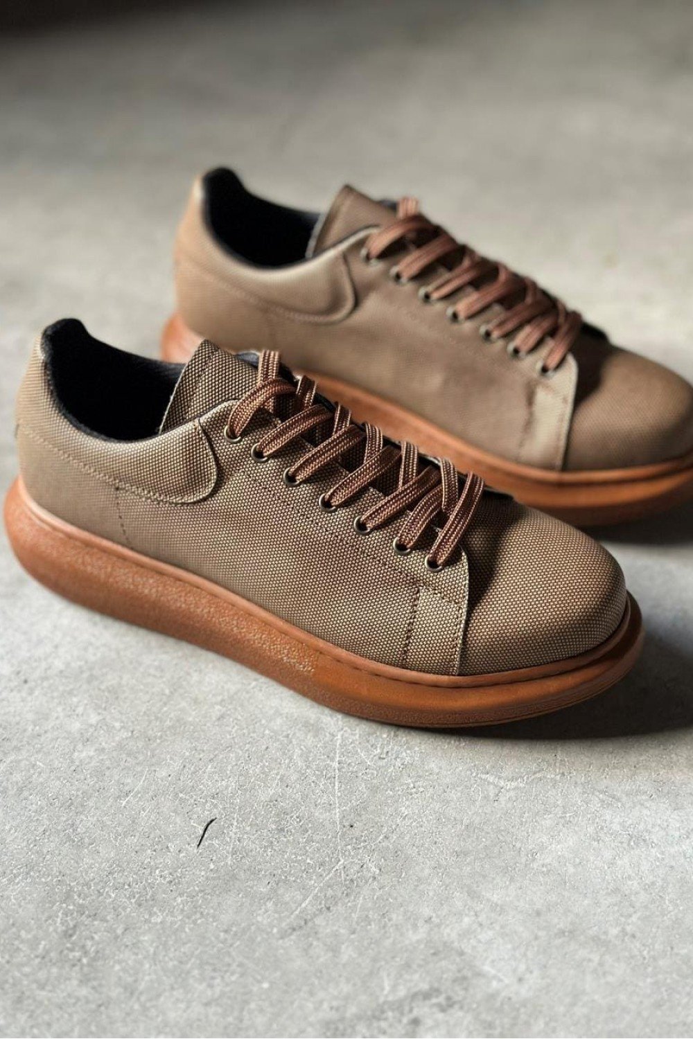 KN041 Erkek Günlük Bağcıklı Tırtıklı Cilt Spor Sneaker Ayakkabı CTT - Taba – Knack Erkek Ayakkabı