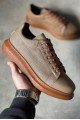 KN041 Erkek Günlük Bağcıklı Tırtıklı Cilt Spor Sneaker Ayakkabı CTT - Taba – Knack Erkek Ayakkabı