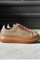 KN041 Erkek Günlük Bağcıklı Tırtıklı Cilt Spor Sneaker Ayakkabı CTT - Taba – Knack Erkek Ayakkabı
