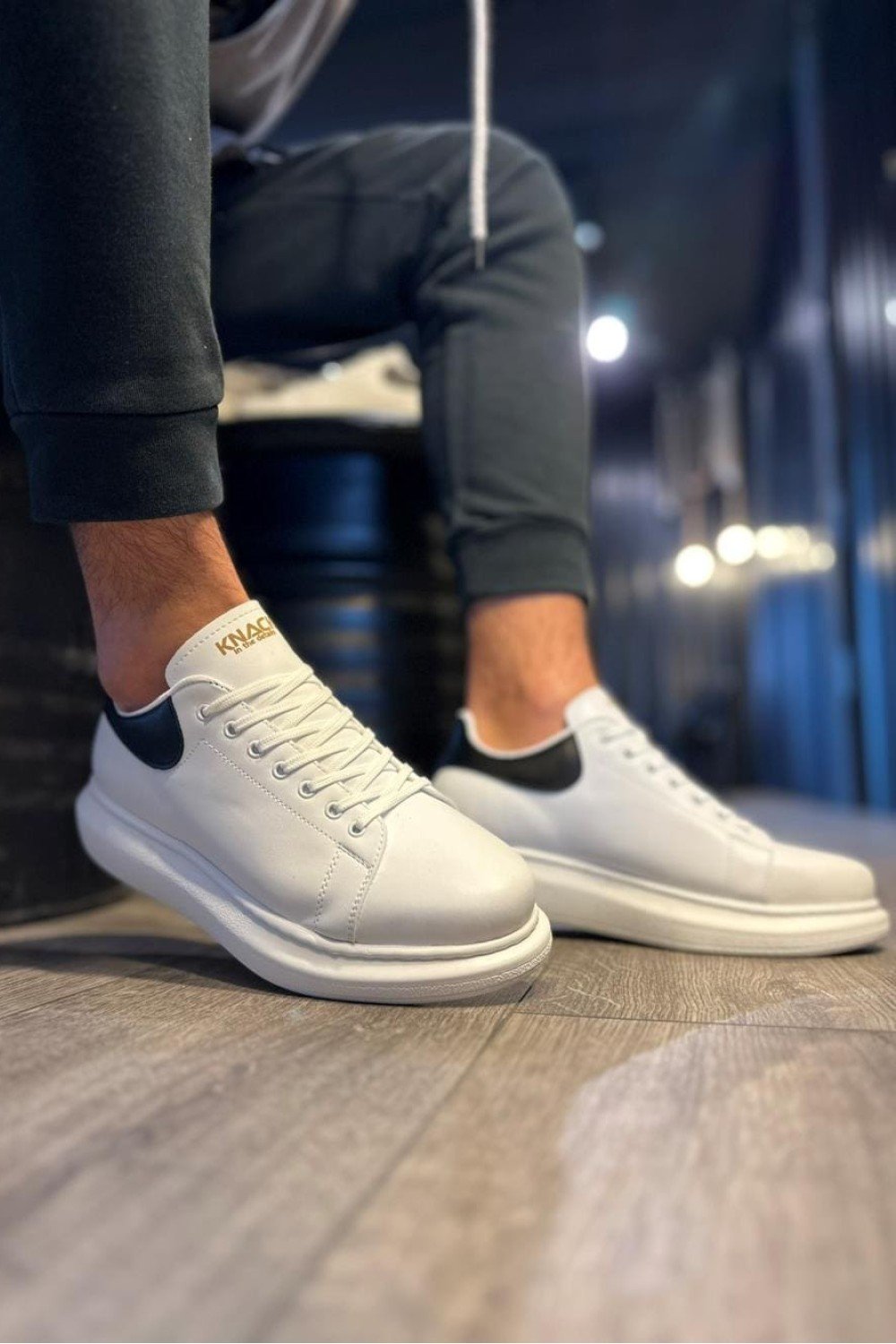 KN043 Erkek Günlük Bağcıklı Cilt Spor Sneaker Ayakkabı CBT - Beyaz/Siyah Erkek Ayakkabı KN043 Erkek Günlük Bağcıklı Cilt Spor Sneaker Ayakkabı CBT - Beyaz/Siyah – Knack Erkek Ayakkabı
