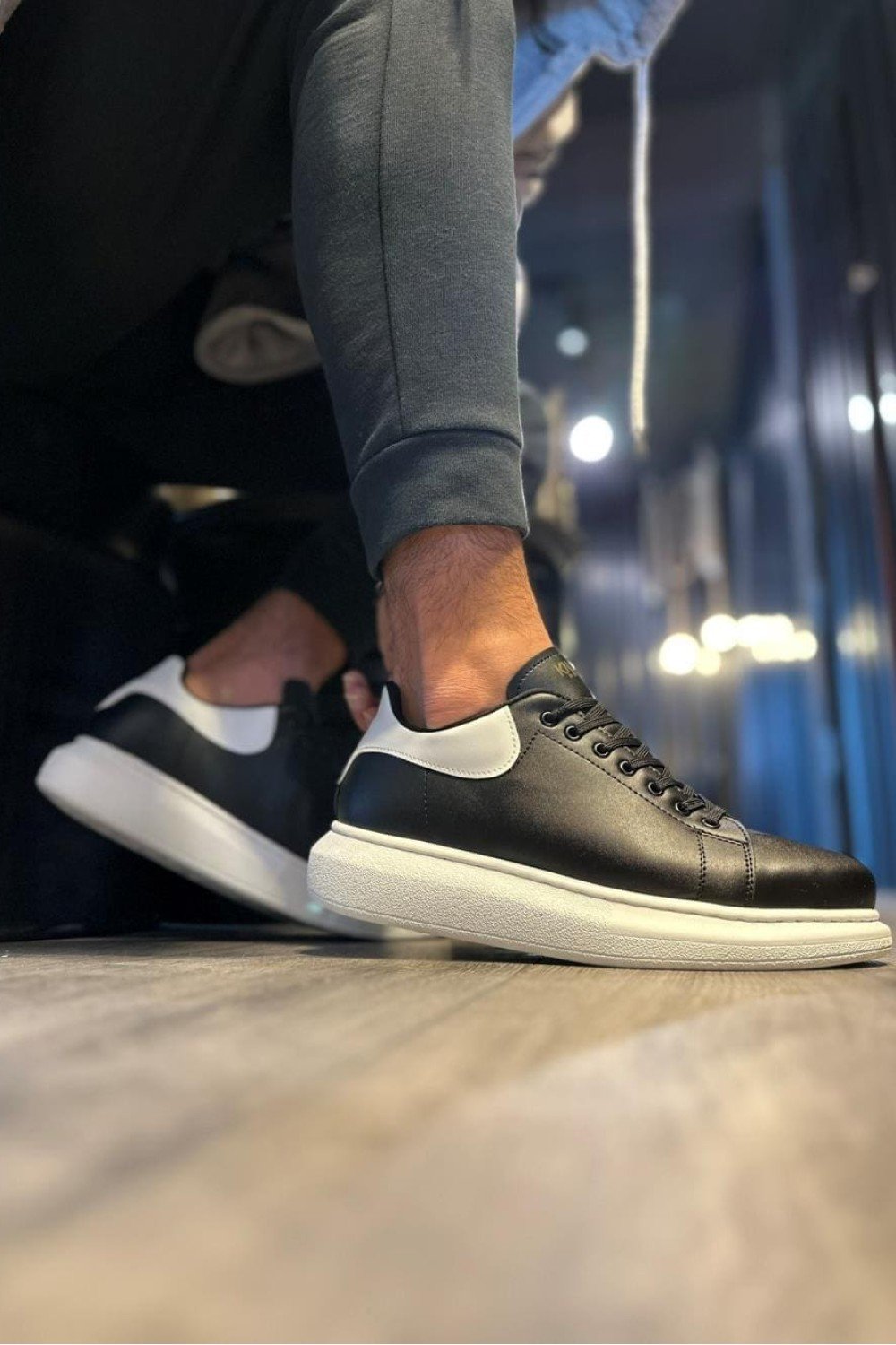 KN043 Erkek Günlük Bağcıklı Cilt Spor Sneaker Ayakkabı CBT - Siyah/Beyaz Erkek Ayakkabı KN043 Erkek Günlük Bağcıklı Cilt Spor Sneaker Ayakkabı CBT - Siyah/Beyaz – Knack Erkek Ayakkabı