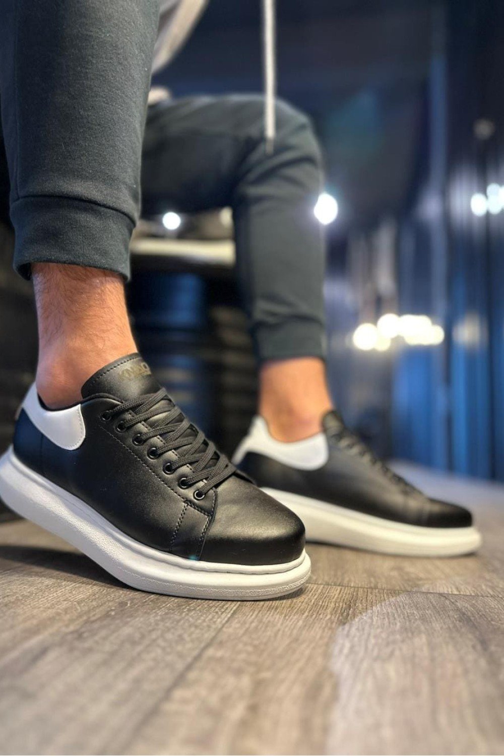 KN043 Erkek Günlük Bağcıklı Cilt Spor Sneaker Ayakkabı CBT - Siyah/Beyaz Erkek Ayakkabı KN043 Erkek Günlük Bağcıklı Cilt Spor Sneaker Ayakkabı CBT - Siyah/Beyaz – Knack Erkek Ayakkabı
