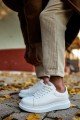 KN044 Erkek Günlük Bağcıklı Cilt Spor Sneaker Ayakkabı CBT - Beyaz – Knack Erkek Ayakkabı