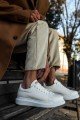 KN044 Erkek Günlük Bağcıklı Cilt Spor Sneaker Ayakkabı CBT - Beyaz – Knack Erkek Ayakkabı