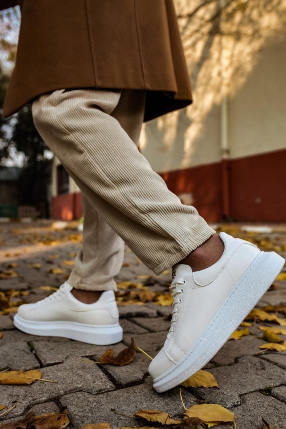 KN044 Erkek Günlük Bağcıklı Cilt Spor Sneaker Ayakkabı CBT - Beyaz – Knack Erkek Ayakkabı