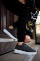 KN044 Erkek Günlük Bağcıklı Cilt Spor Sneaker Ayakkabı CBT - Gri – Knack Erkek Ayakkabı