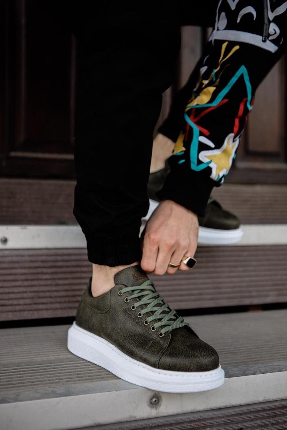 KN044 Erkek Günlük Bağcıklı Cilt Spor Sneaker Ayakkabı CBT - Haki Erkek Ayakkabı KN044 Erkek Günlük Bağcıklı Cilt Spor Sneaker Ayakkabı CBT - Haki – Knack Erkek Ayakkabı