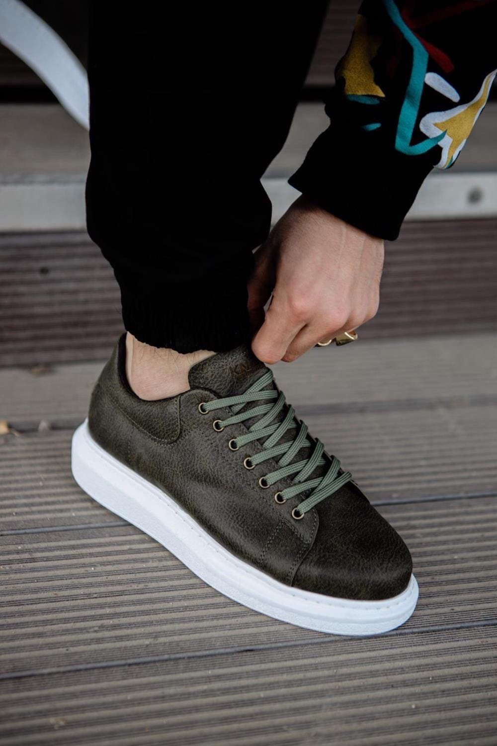 KN044 Erkek Günlük Bağcıklı Cilt Spor Sneaker Ayakkabı CBT - Haki Erkek Ayakkabı KN044 Erkek Günlük Bağcıklı Cilt Spor Sneaker Ayakkabı CBT - Haki – Knack Erkek Ayakkabı