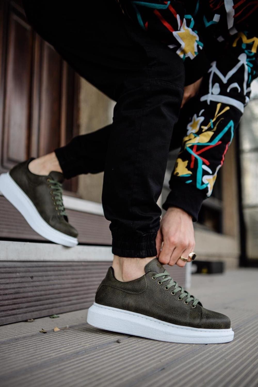 KN044 Erkek Günlük Bağcıklı Cilt Spor Sneaker Ayakkabı CBT - Haki Erkek Ayakkabı KN044 Erkek Günlük Bağcıklı Cilt Spor Sneaker Ayakkabı CBT - Haki – Knack Erkek Ayakkabı