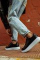 KN044 Erkek Günlük Bağcıklı Cilt Spor Sneaker Ayakkabı CBT - Siyah – Knack Erkek Ayakkabı