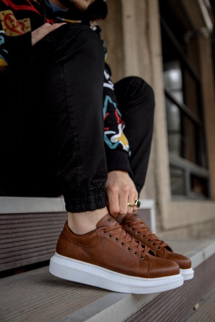 KN044 Erkek Günlük Bağcıklı Cilt Spor Sneaker Ayakkabı CBT - Taba KN044 Erkek Günlük Bağcıklı Cilt Spor Sneaker Ayakkabı CBT - Taba